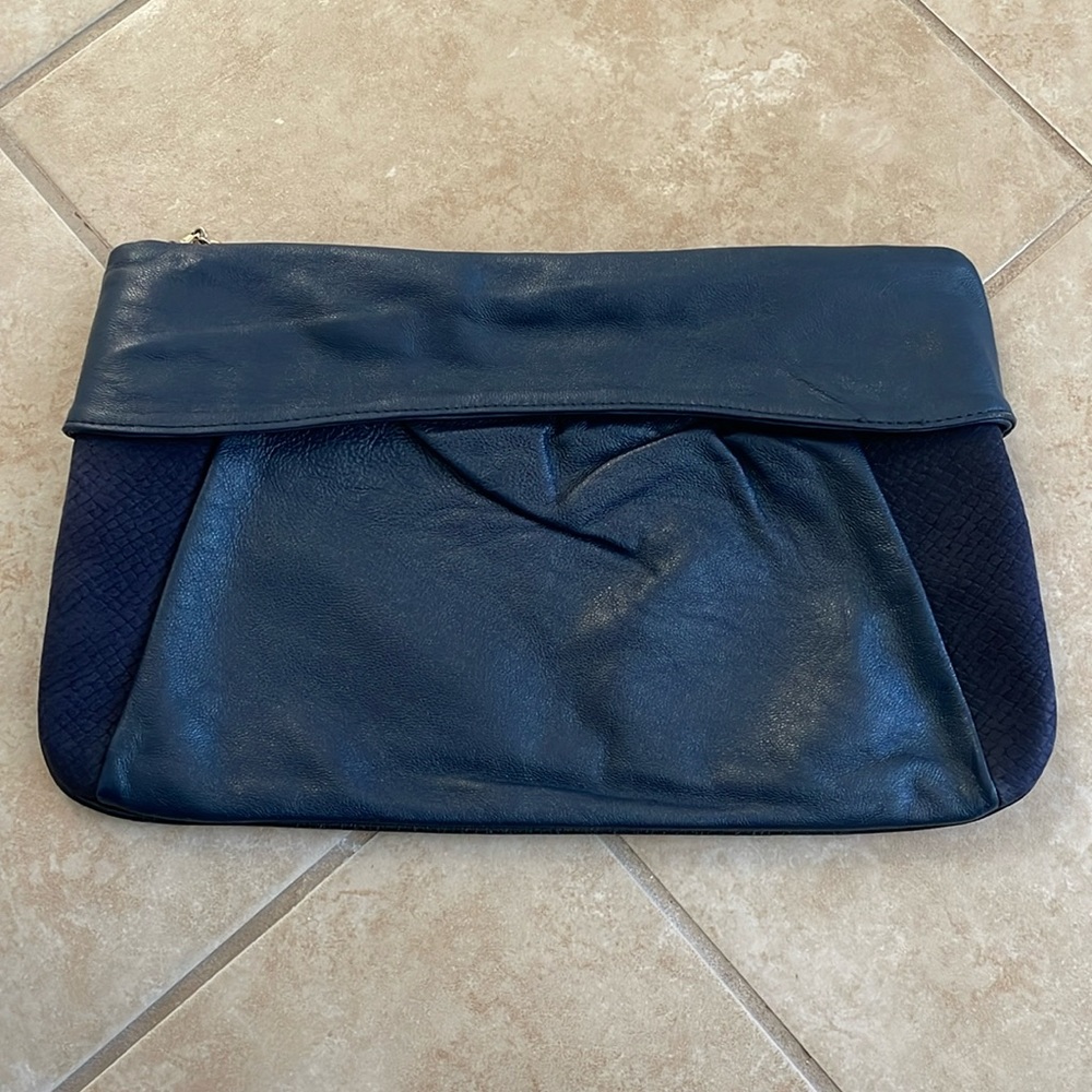 Vintage Navy Blue Leather Clutch